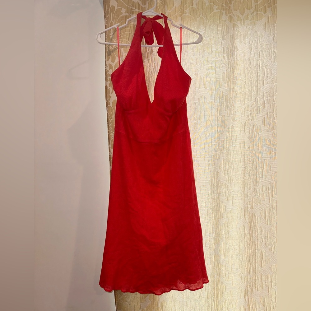 VINTAGE new with tag B.MOSS coral colored halter dress
